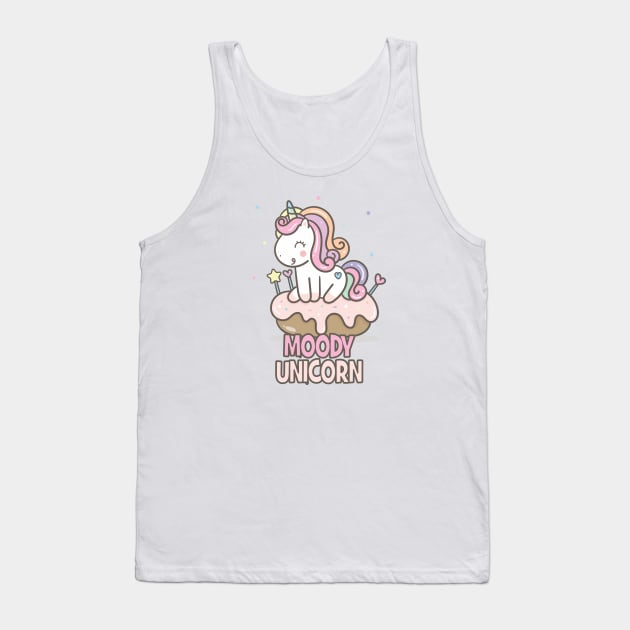 Moody unicorn - Cute little unicorn on a cupcake you and your kids would love! - Available in stickers, clothing, etc Tank Top by Crazy Collective